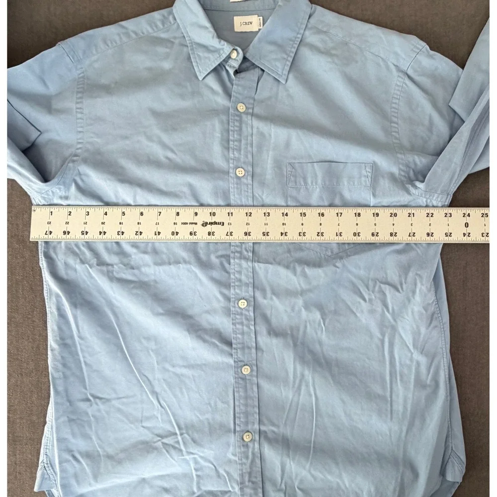 J Crew 80s 2 Ply Cotton Button Down‎ Shirt Mens L Light Blue Preppy Minimalilst